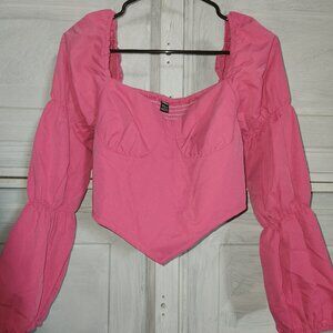 Pink Long Puffy Sleeve Bodysuit